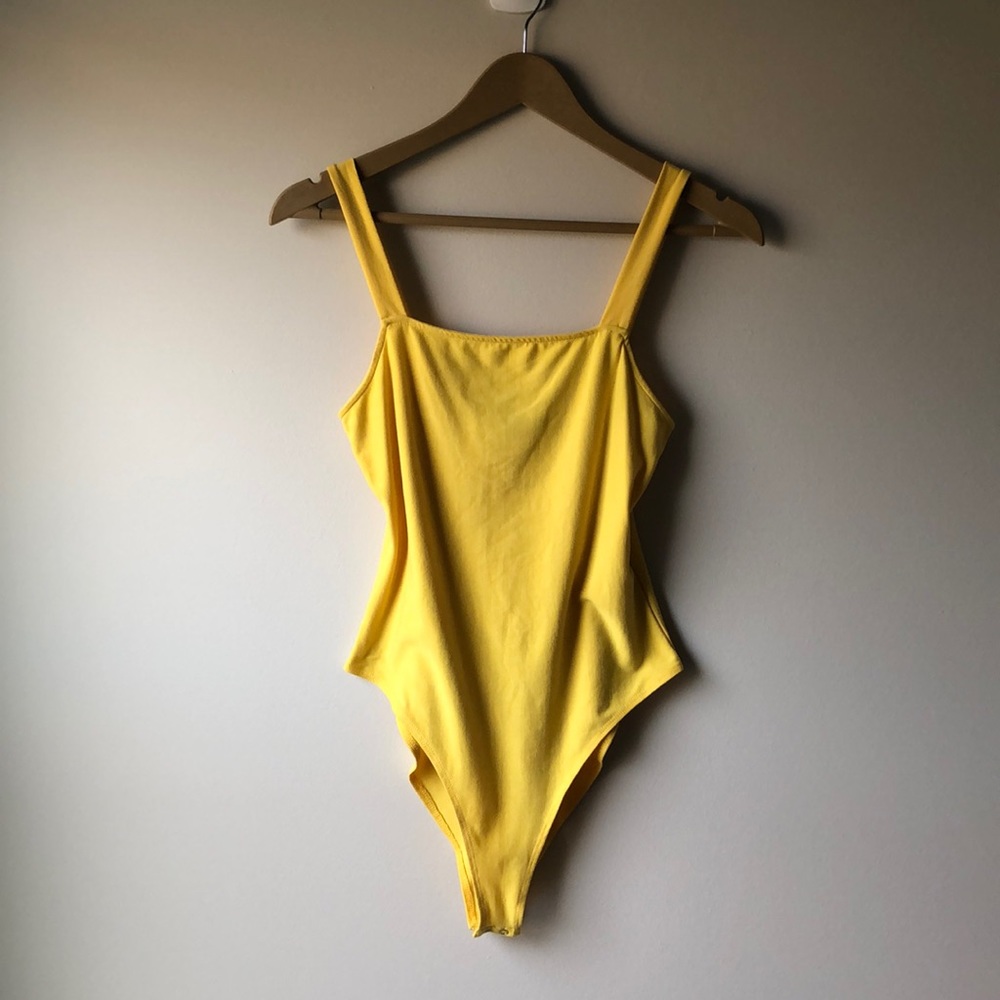 Square Neck Yellow Bodysuit, Foever 21, Size M